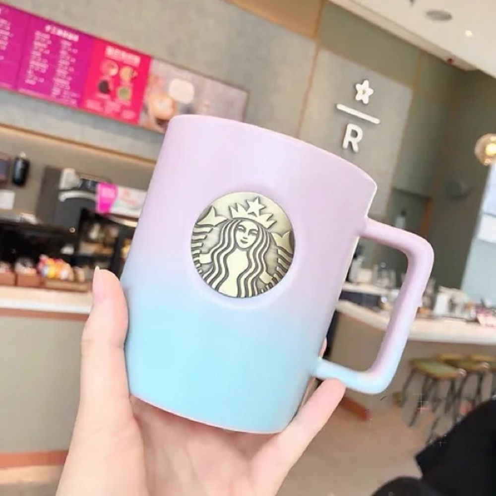 Starbucks Sakura Pink and Baby Blue Coffee Mug Collectors Mug 12oz 355 ml